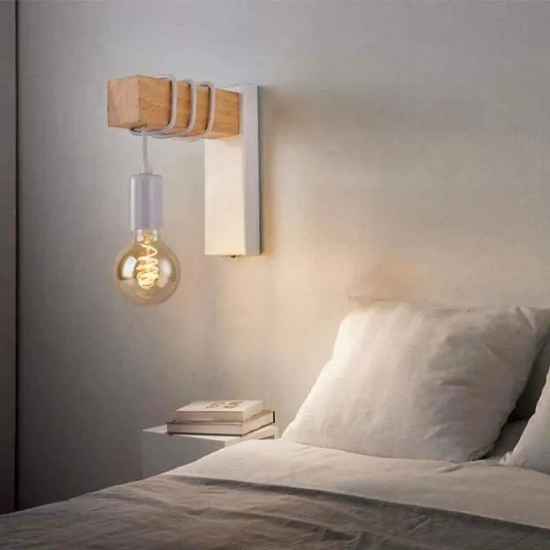 Boisora™ – Applique Murale Industrielle Noire & Blanche en Bois et Aluminium