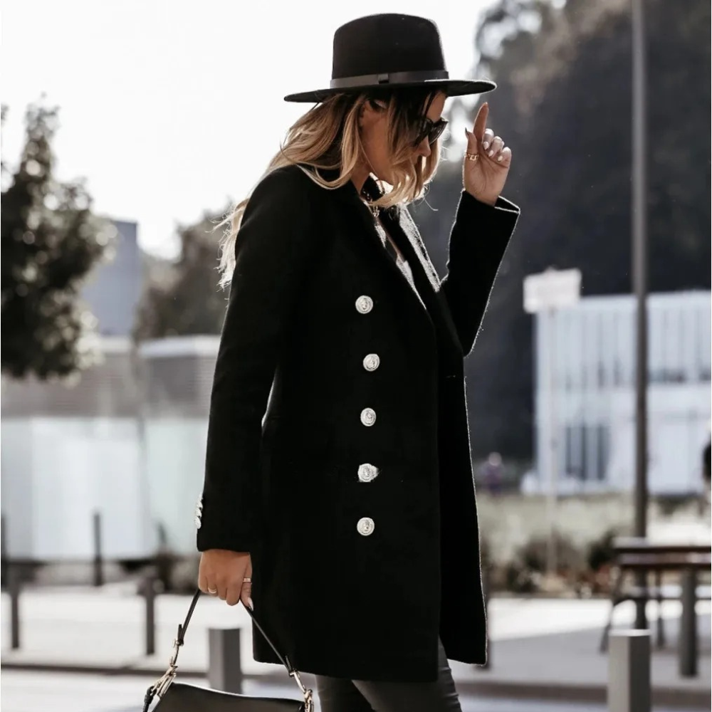 Manteau Femme Élégant Réversible en Laine avec Fermeture Éclair