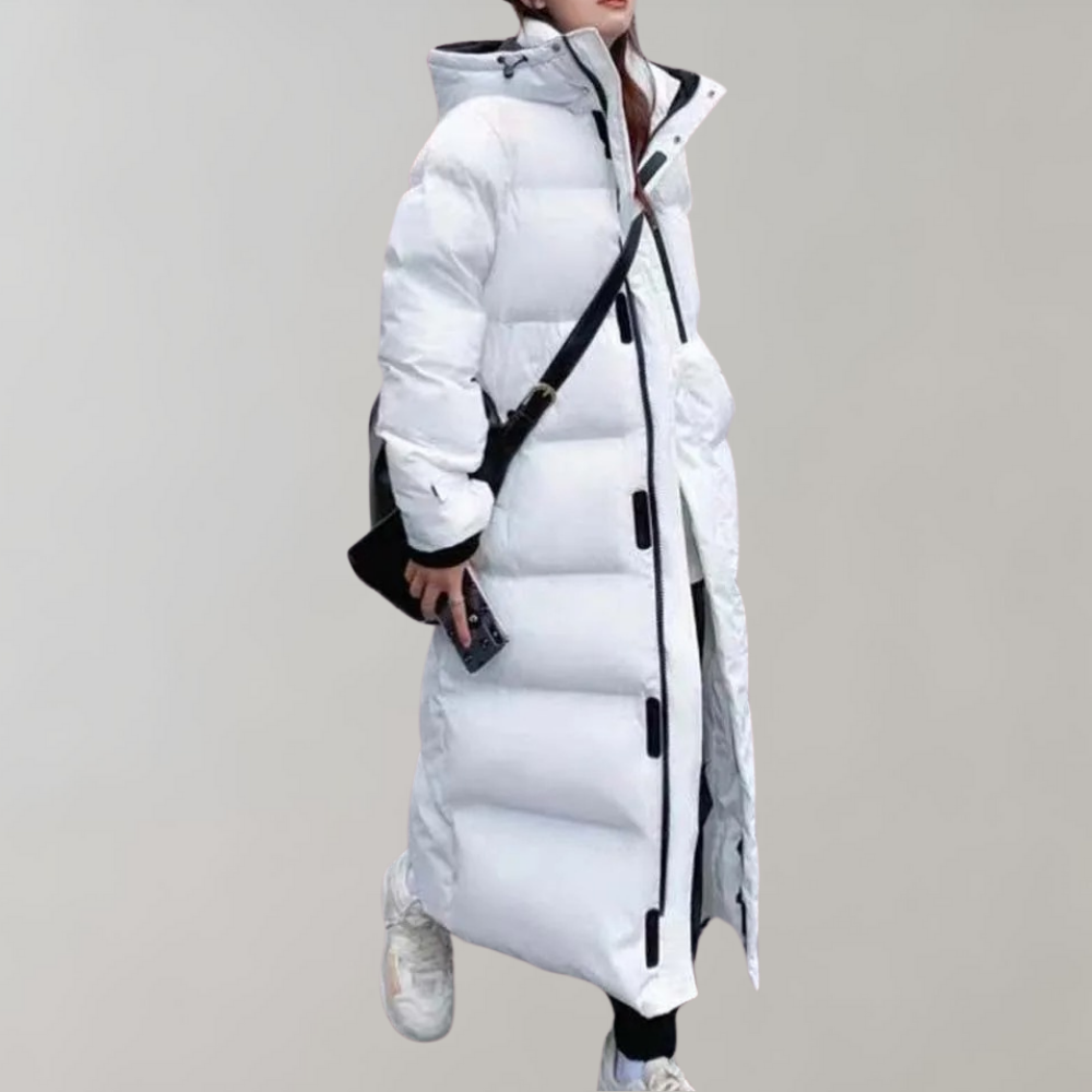 Veste Doudoune Féminine Capuche Éclair avec Manches Longues