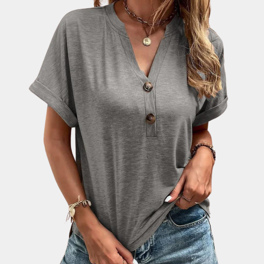 T-shirt Femme Col V Manches Courtes Décontracté