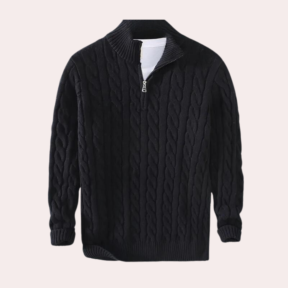 Pull Homme Tricot Printemps Col V avec Motif Tressé