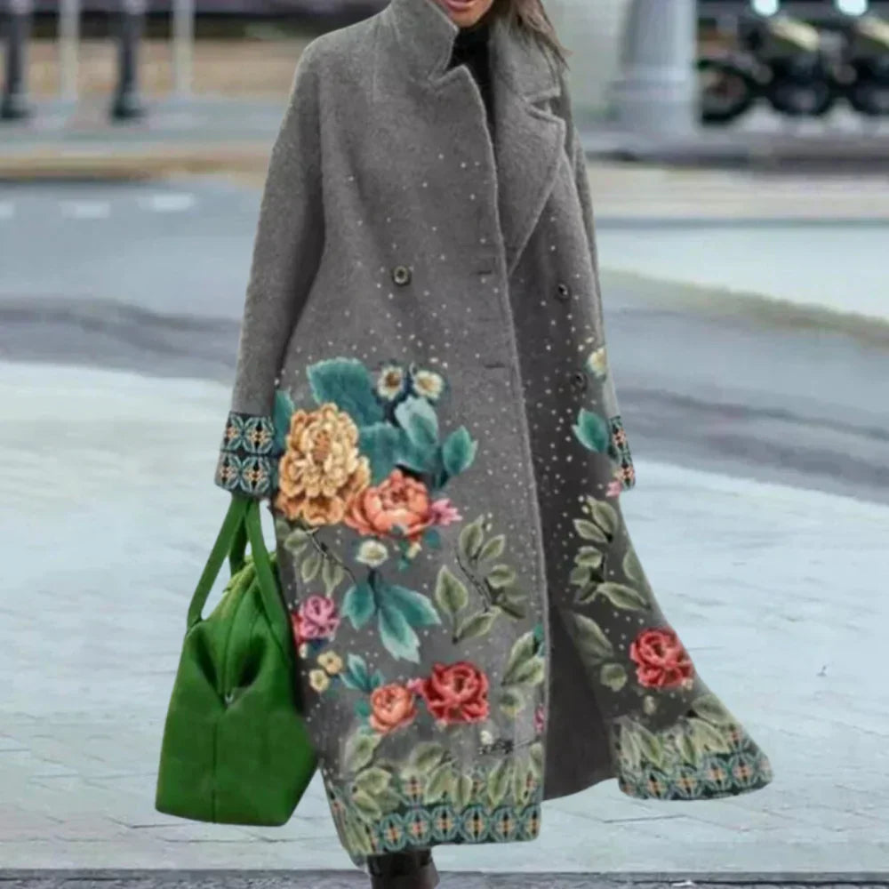 Manteau Femme Long Élégant à Carreaux Hivernal