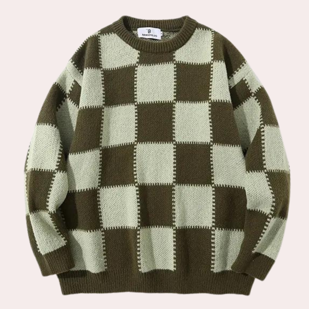 Pull en Vichy Classique pour Homme
