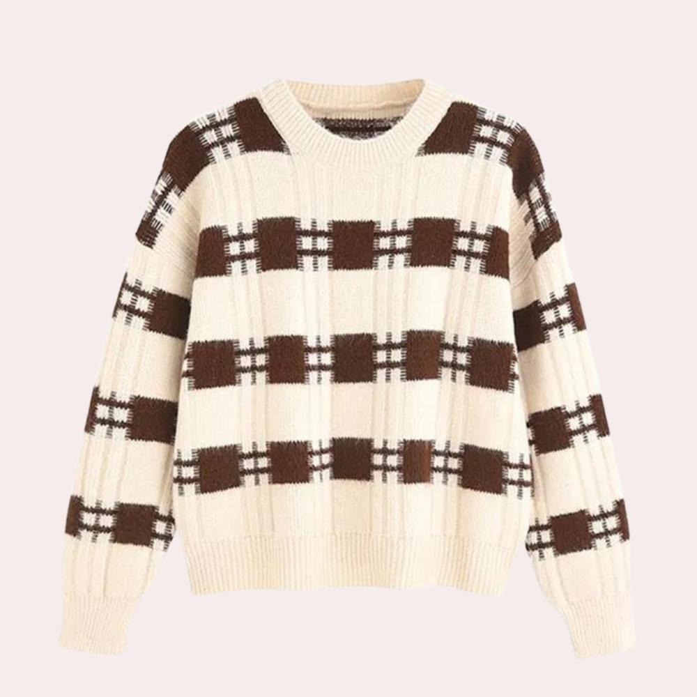 Pull à Carreaux Femme Chic et Confortable - PanierRoyale