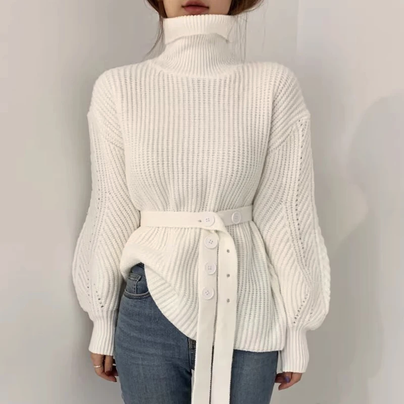 Pull Femme Col Montant Chaud et Doux pour Hiver