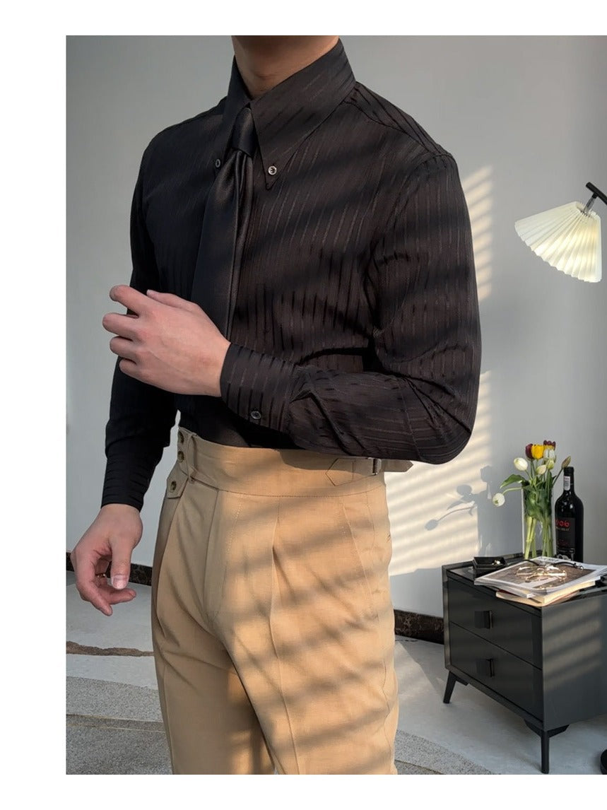 Chemise Homme à Rayures Italiennes Col Taillewbourg