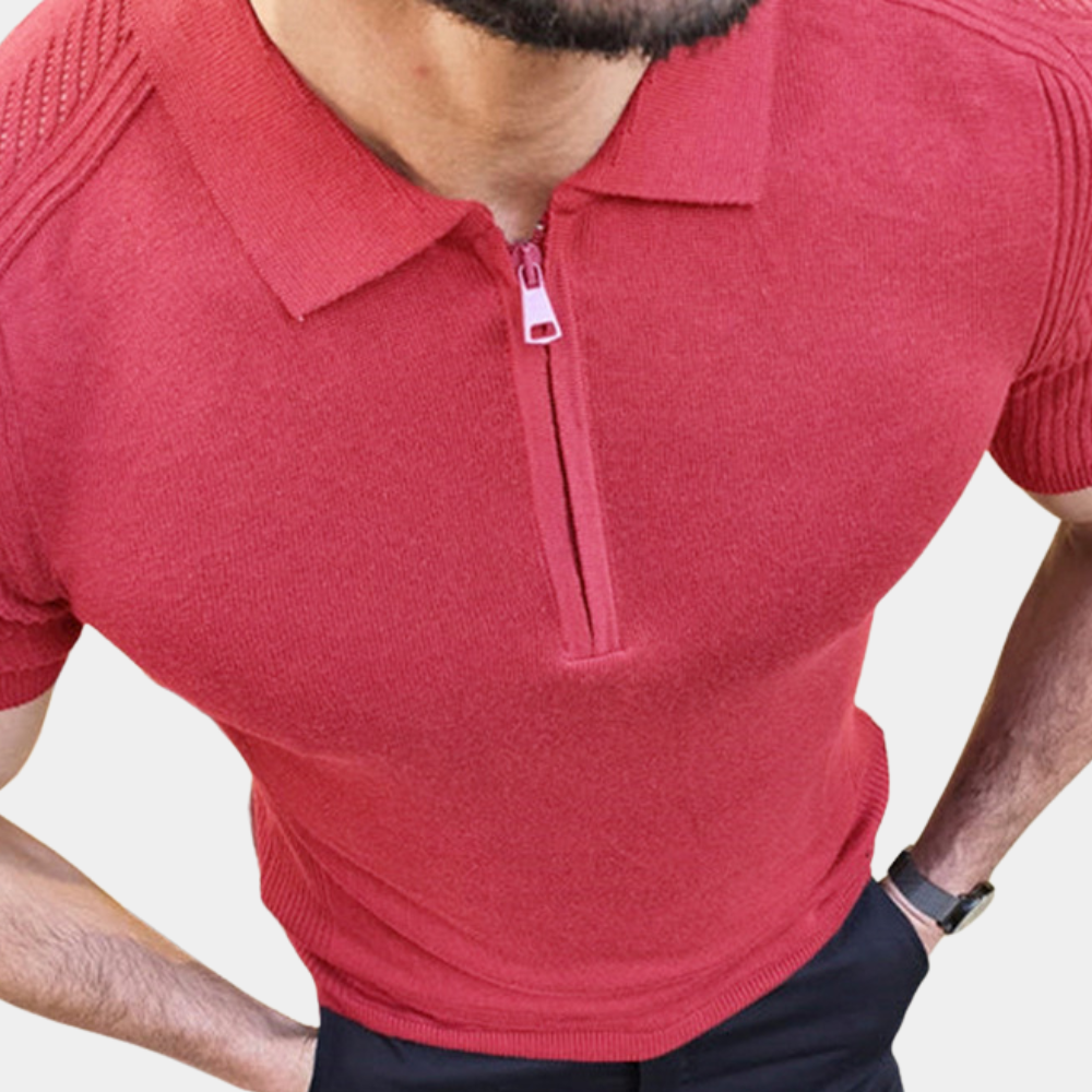 Chemise Polo Homme zippée en coton élégant