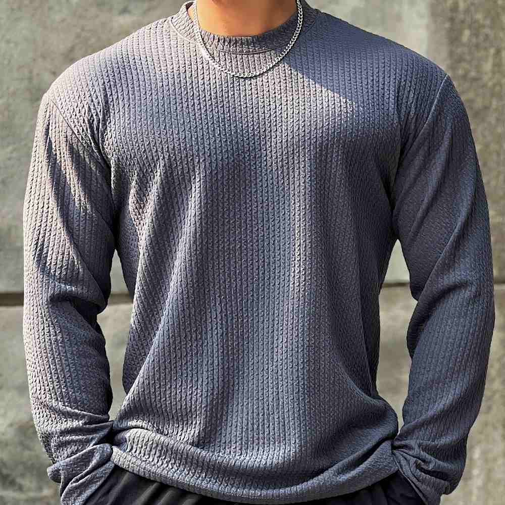 Pull Homme Hiver Laine Brune Chaud et Confortable