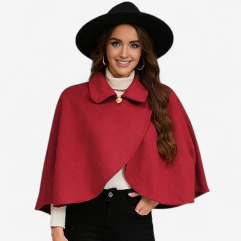 Manteau Poncho Chic avec Col Revers et Fermeture Éclair