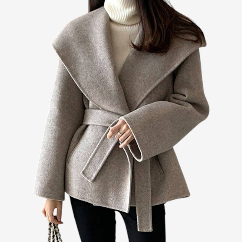 Manteau Femme Mi-Long Élégant avec Ceinture et Poches