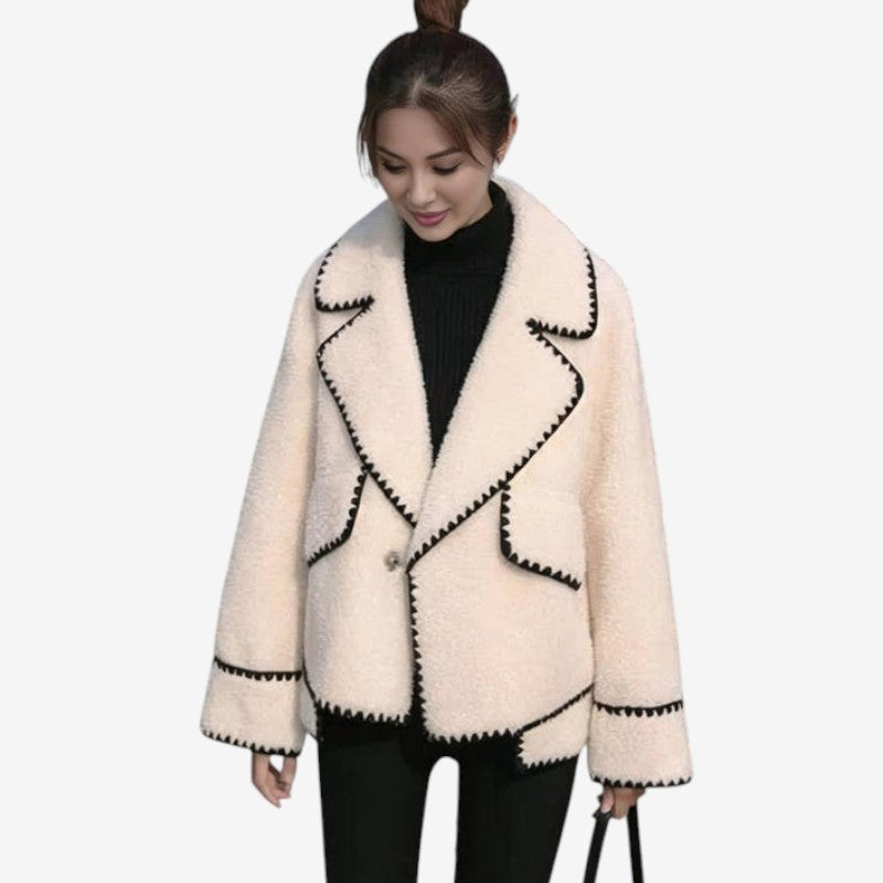 Blouson Hiver Élégant Col Montant avec Doublure Polaire