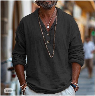 Chemise Lin Coton Homme Élégant et Confortable