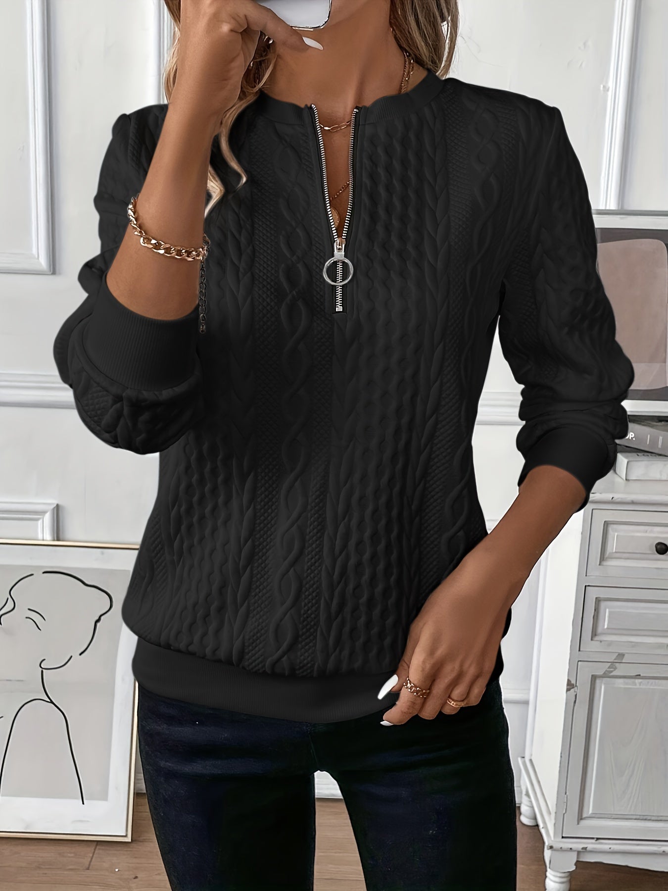 Pull à Manches Longues Femme Élégant et Confortable