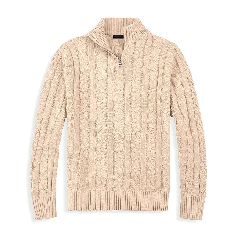 Pull Homme Laine Mélangée Zippé Hiver