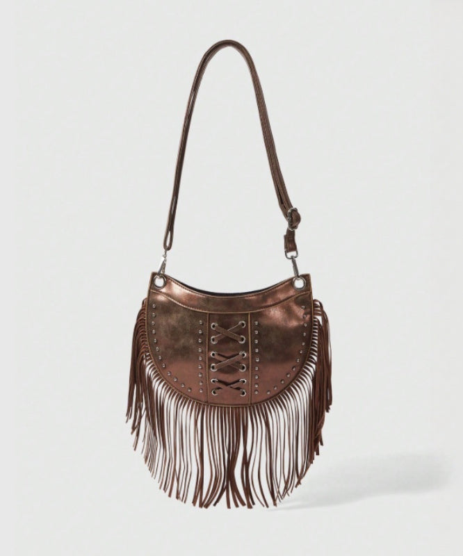 Casual Brown Faux Leather Messenger Bag - EasyApparels