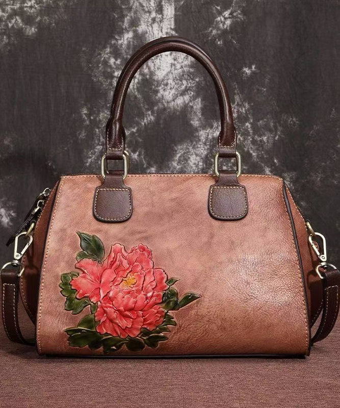 Sac à main casual en cuir avec motif brun et grand volume - EasyApparels