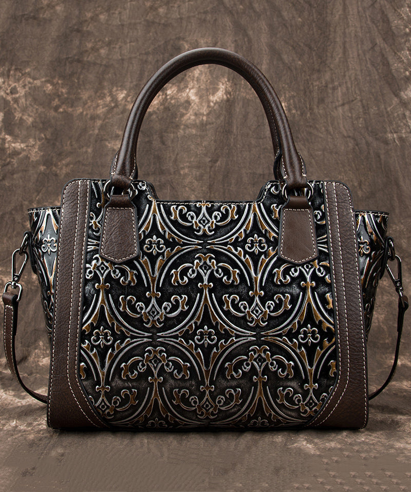 Grand sac à main en cuir métallisé argenté - EasyApparels