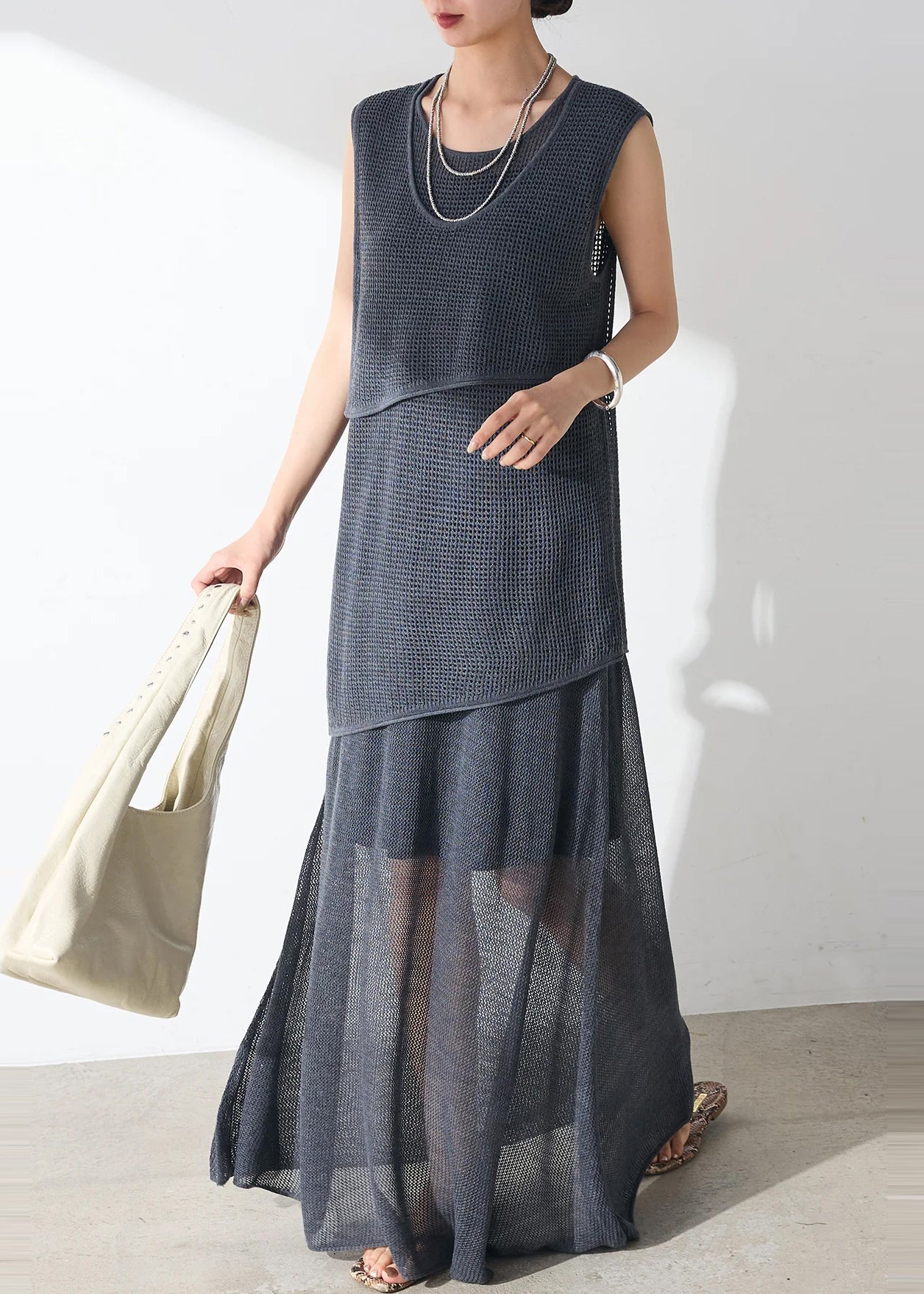 Robe décontractée bleu marine légère pour femme sans manches - EasyApparels