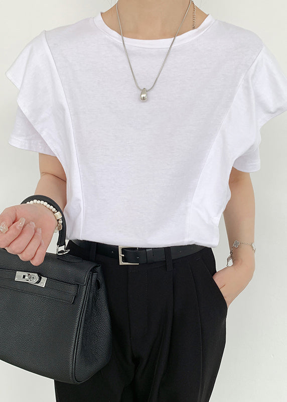 Décontracté Blanc Cotton Patchwork Summer Top - EasyApparels