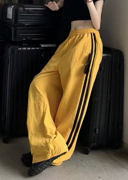 Pantalon confortable en coton rayé jaune pour homme - EasyApparels