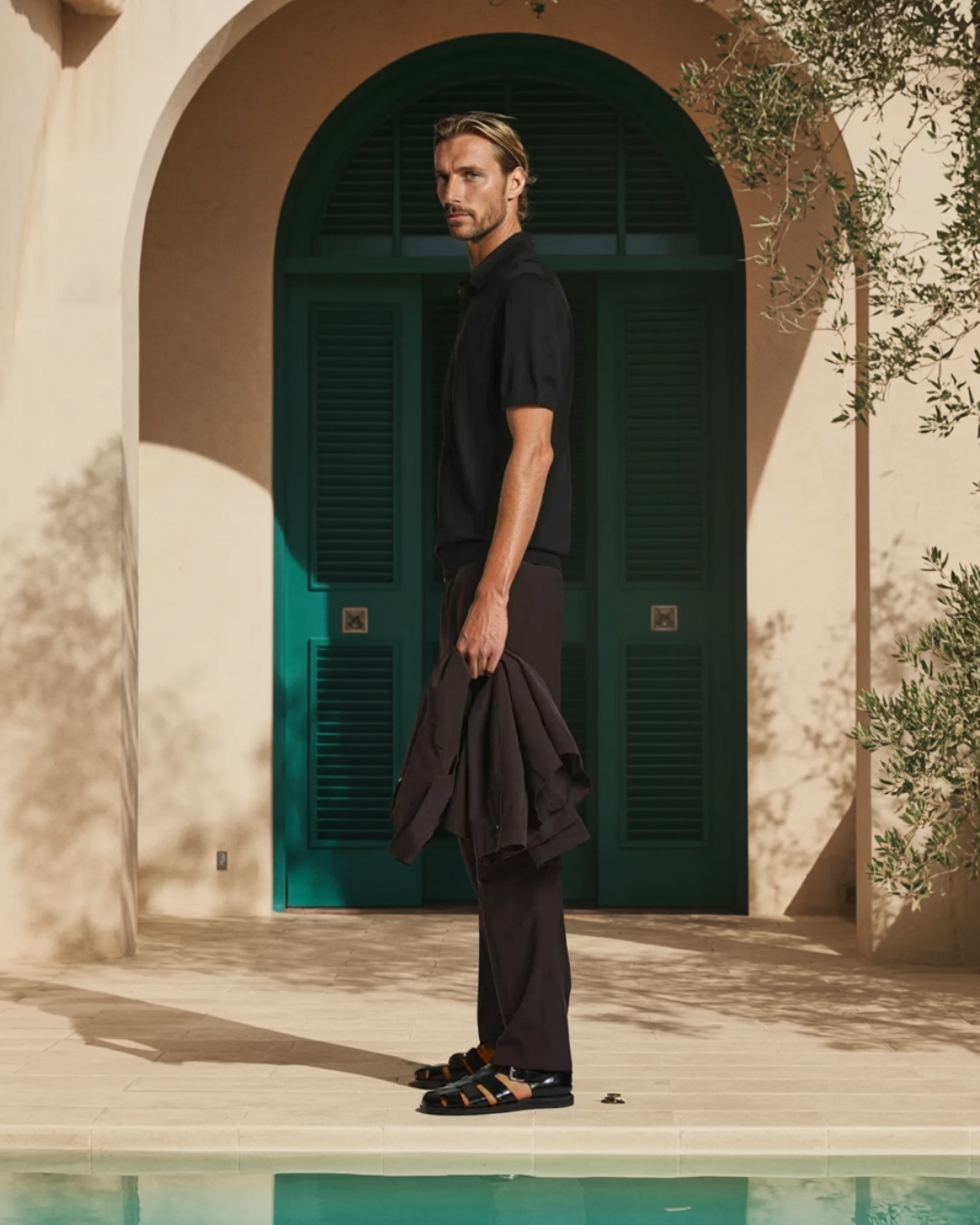 Chemise Polo en Soie Noir Élégant
