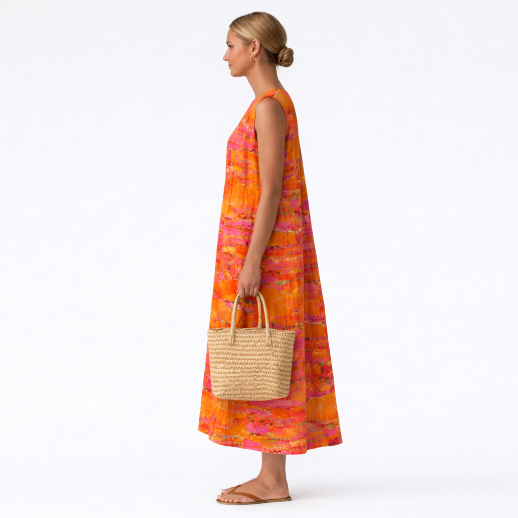 Robe midi Femme Coton Viscose Sans Manches