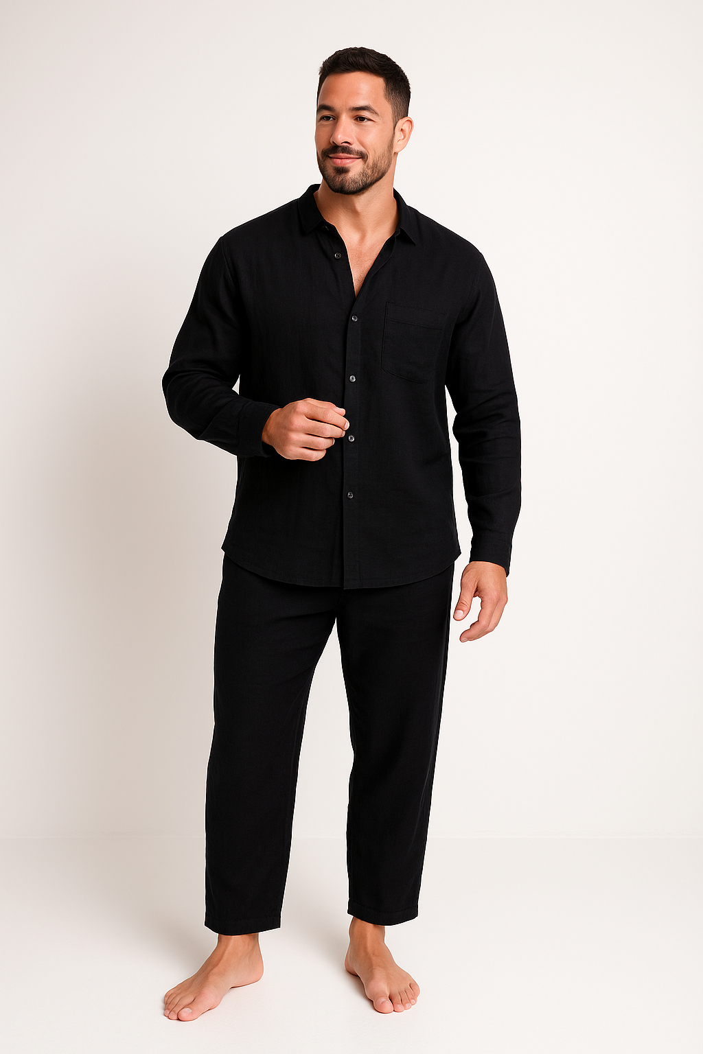 Chemise Homme Été Légère et Pantalon Chino Décontracté