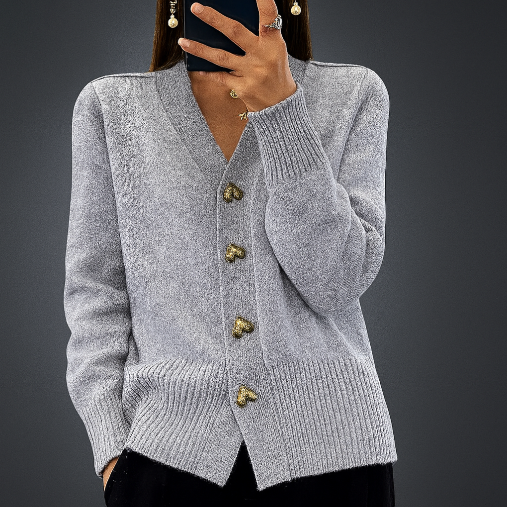 Cardigan femme élégant col V à boutons