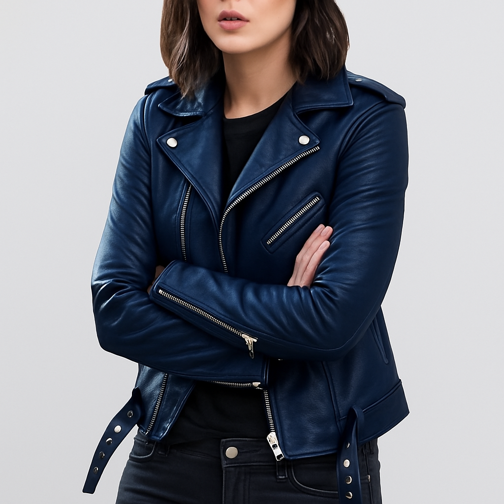 Veste Cuir Femme Élégante Taille Slim