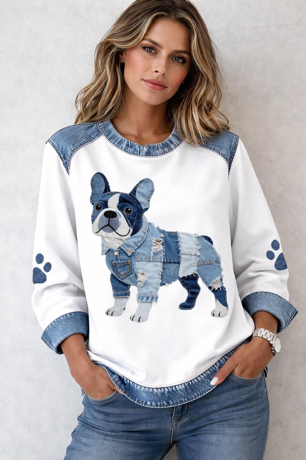 Pull Coton Motif Chien Coupe Classique - vue 3
