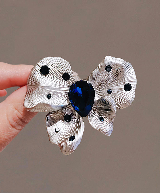 Brosse à cheveux en métal bleu élégant avec strass - EasyApparels
