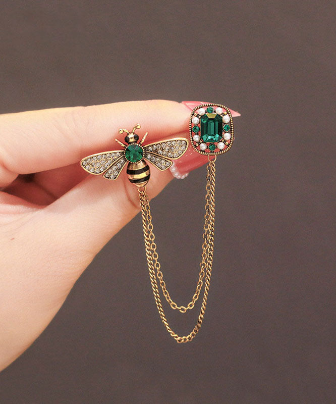 Bijoux élégants en cuivre doré avec pompon en strass et abeille - EasyApparels