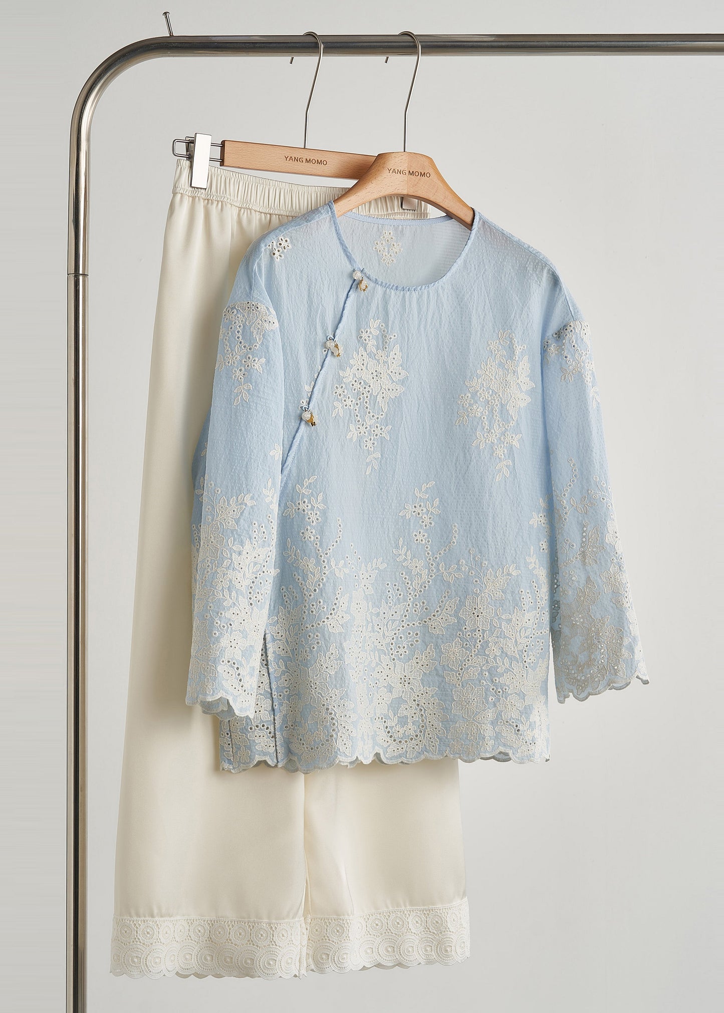 Décontracté Chemisier en coton bleu ciel pour femme automne - EasyApparels