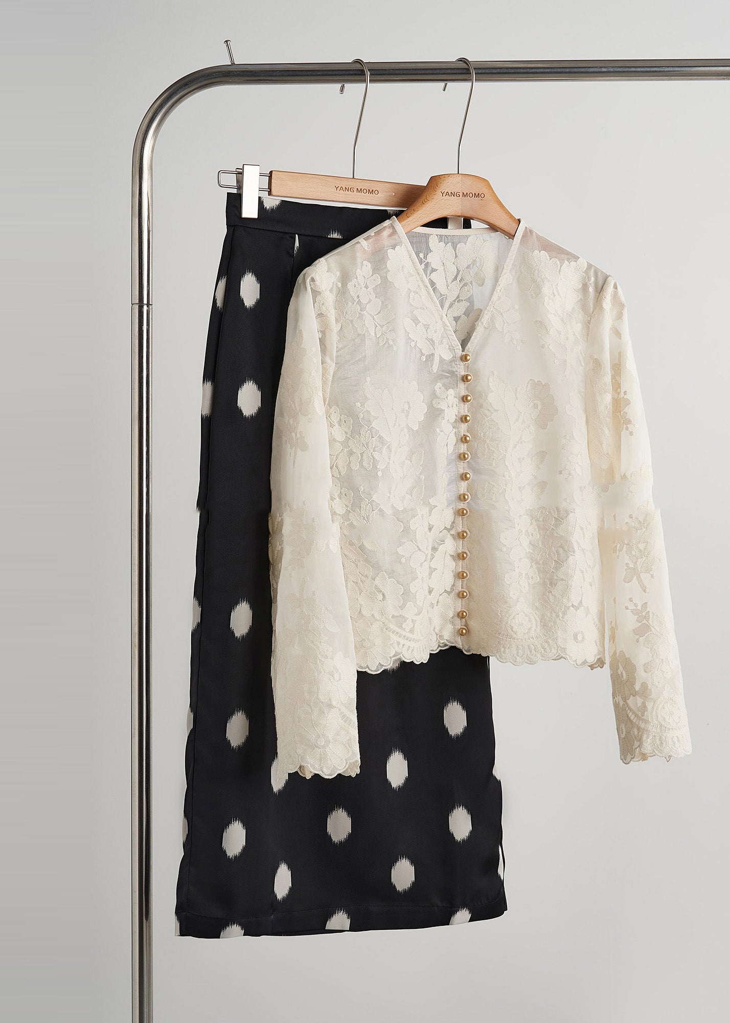 Elegant White Lace Tops with Pearls and Nails, Autumn - EasyApparels