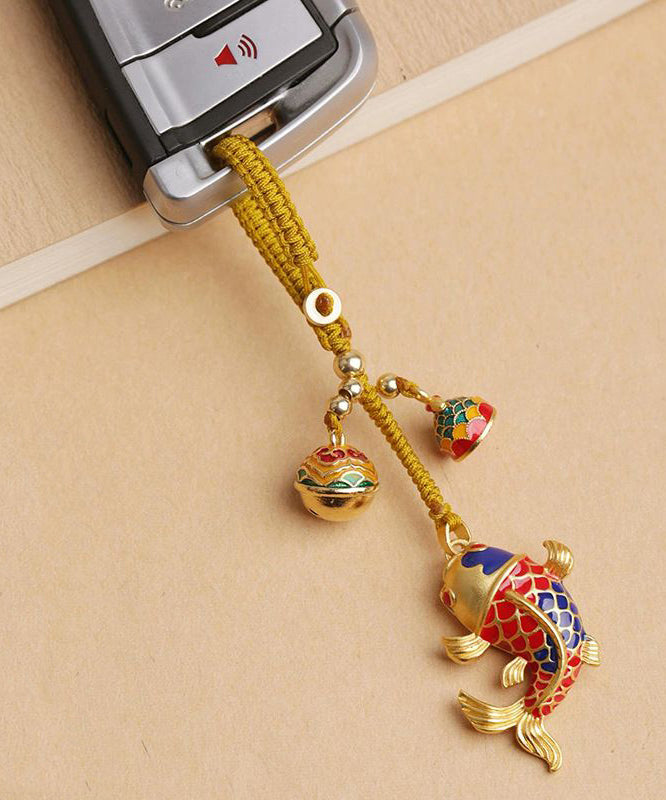 Vintage Chinese Style Gold Tone Fish Keychain - EasyApparels