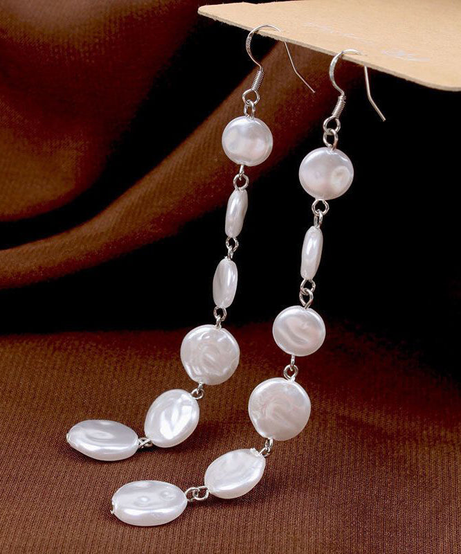 Pendantes élégantes en argent avec perles blanches femmes - EasyApparels