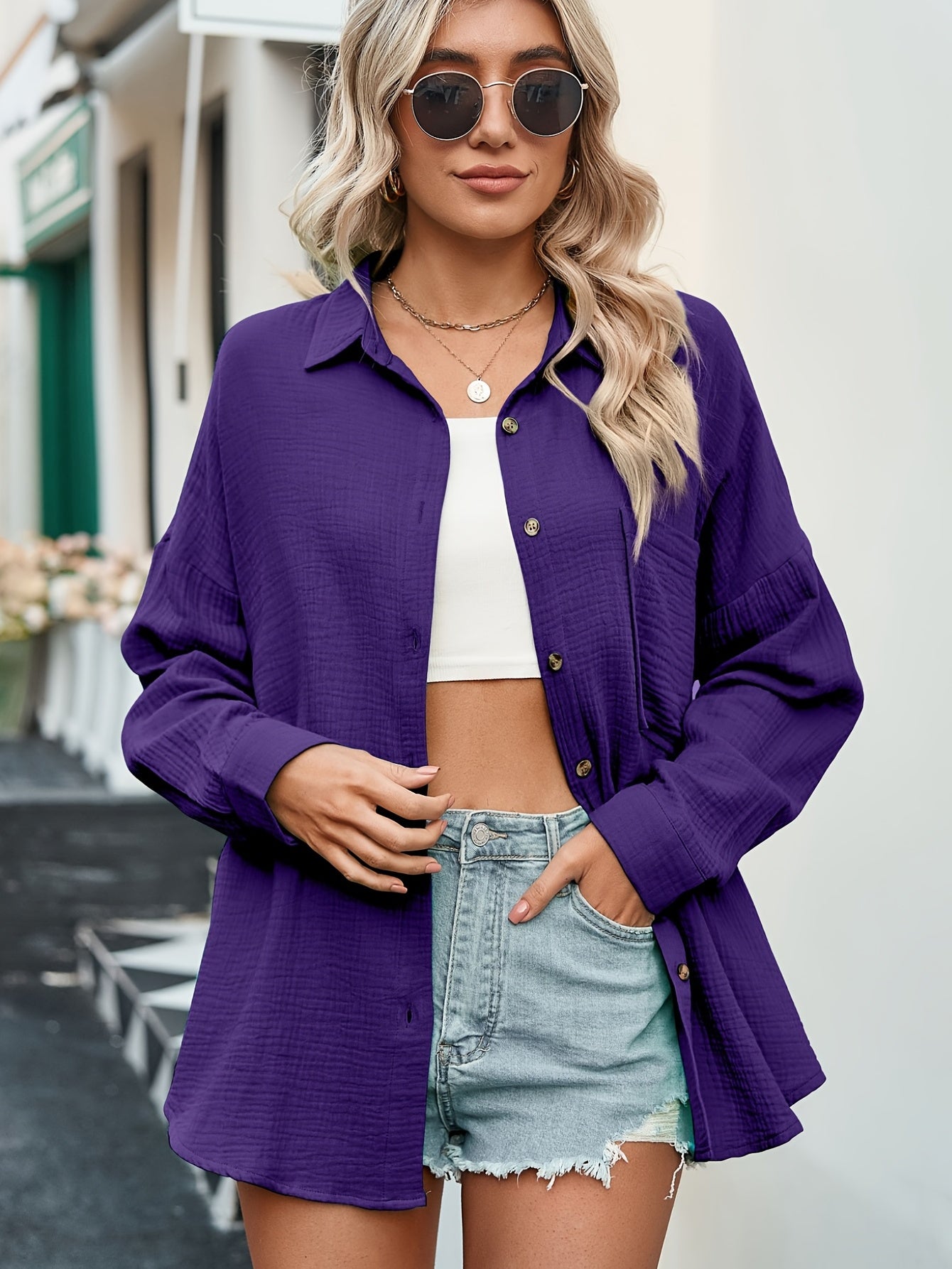Clemarys™ – Chemise Décontractée Femme Chic à Manches Longues et Poches