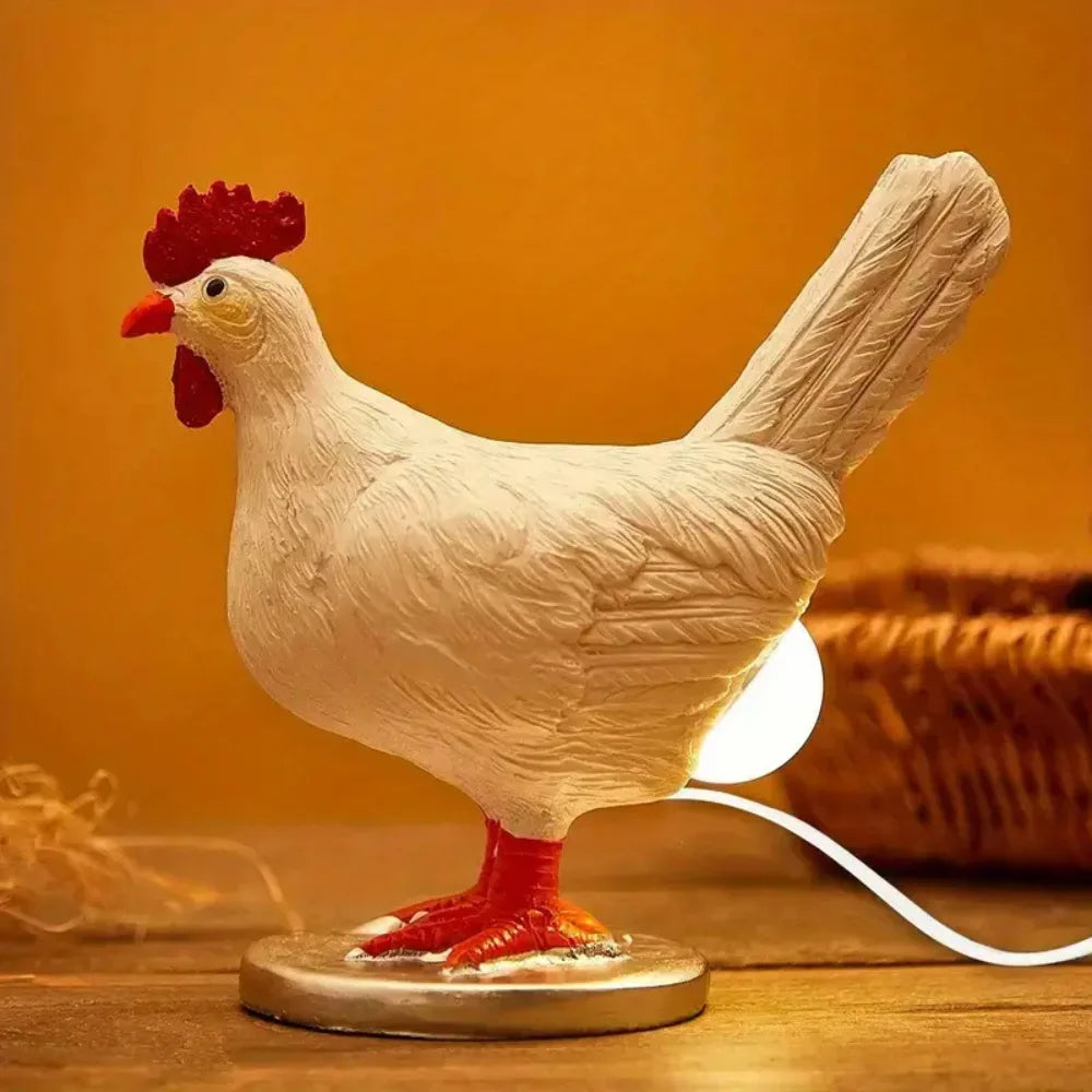 CluckGlow™ – Lampe de Table Œuf en Résine Éclairage Doux USB