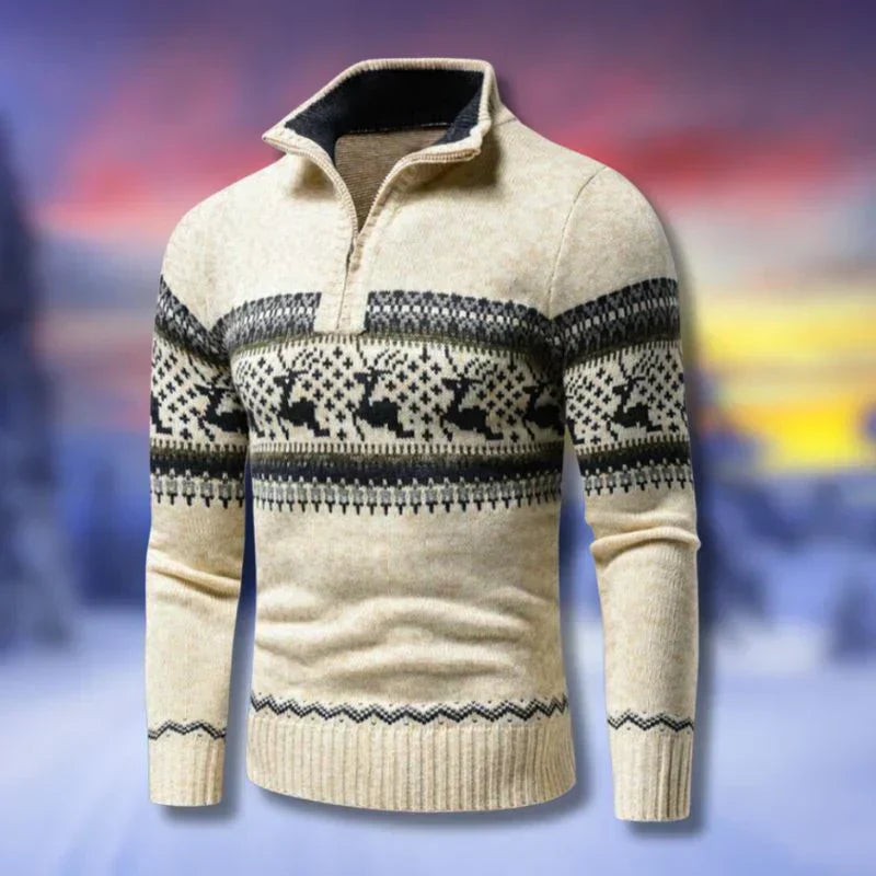 Pull Homme Laine Rouge à Carreaux Chaud et Confortable