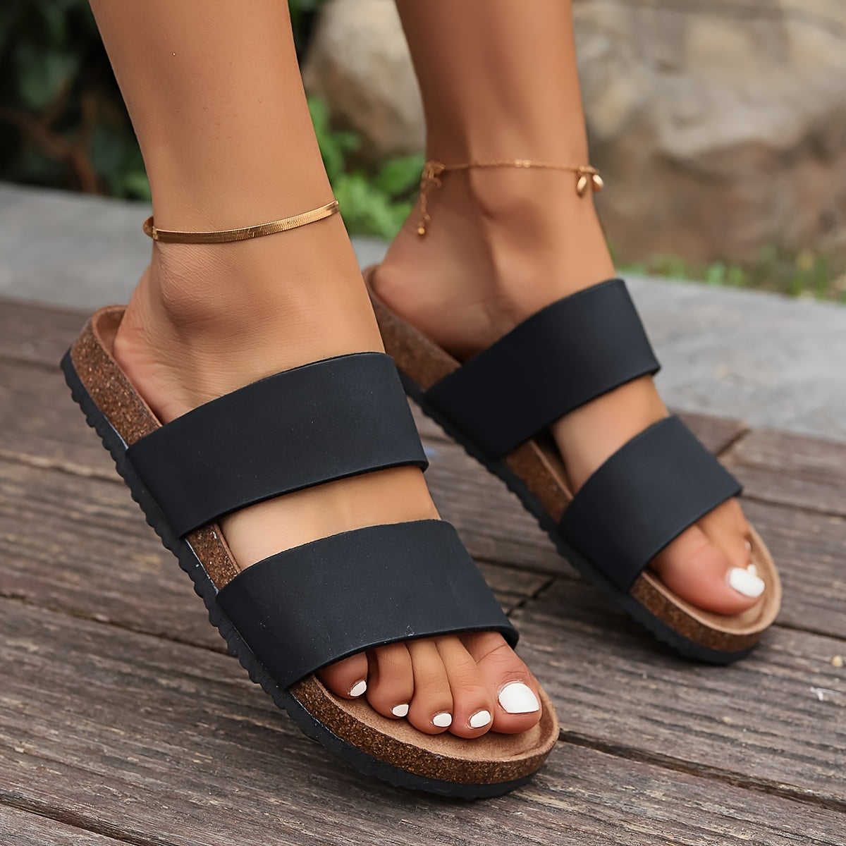 Coralia™ – Sandales Femme Chic et Confortable Plates en Liège Été