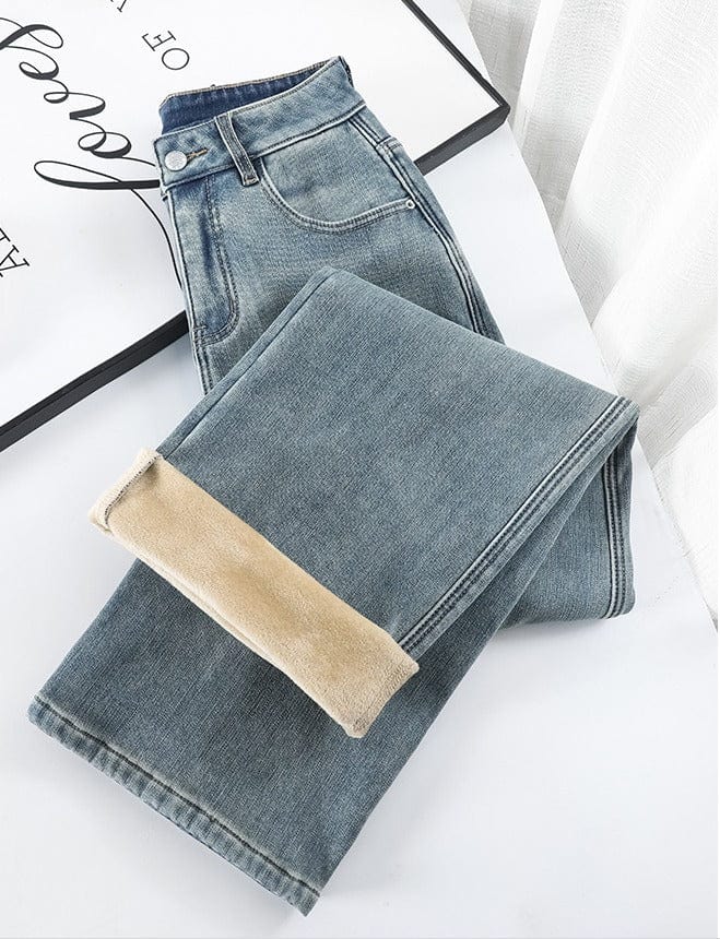 CosyDenim™ – Pantalon Jean Molletonné Femme