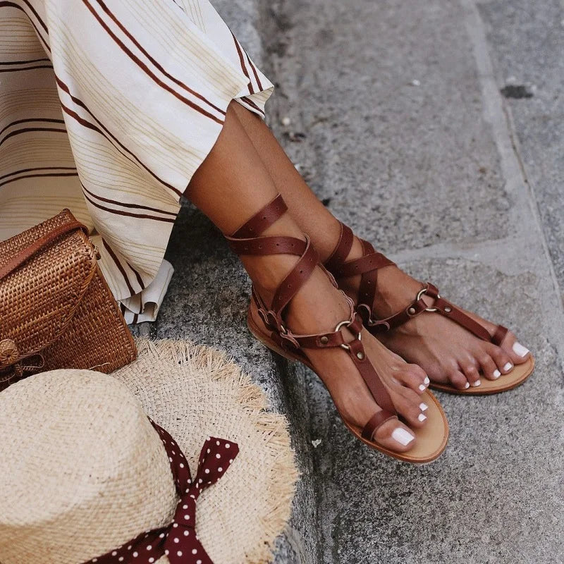 CuirChic™ – Sandales Femme Gladiatrices Élégantes et Confortables