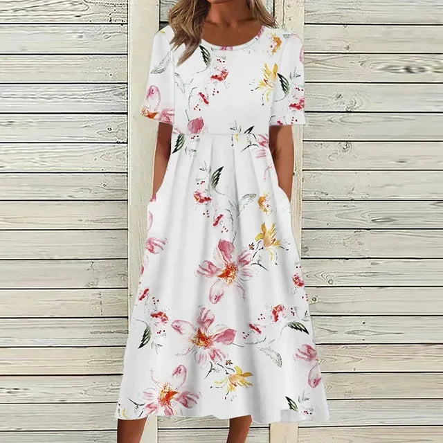 Robe Femme Été Légère à Poches Florales