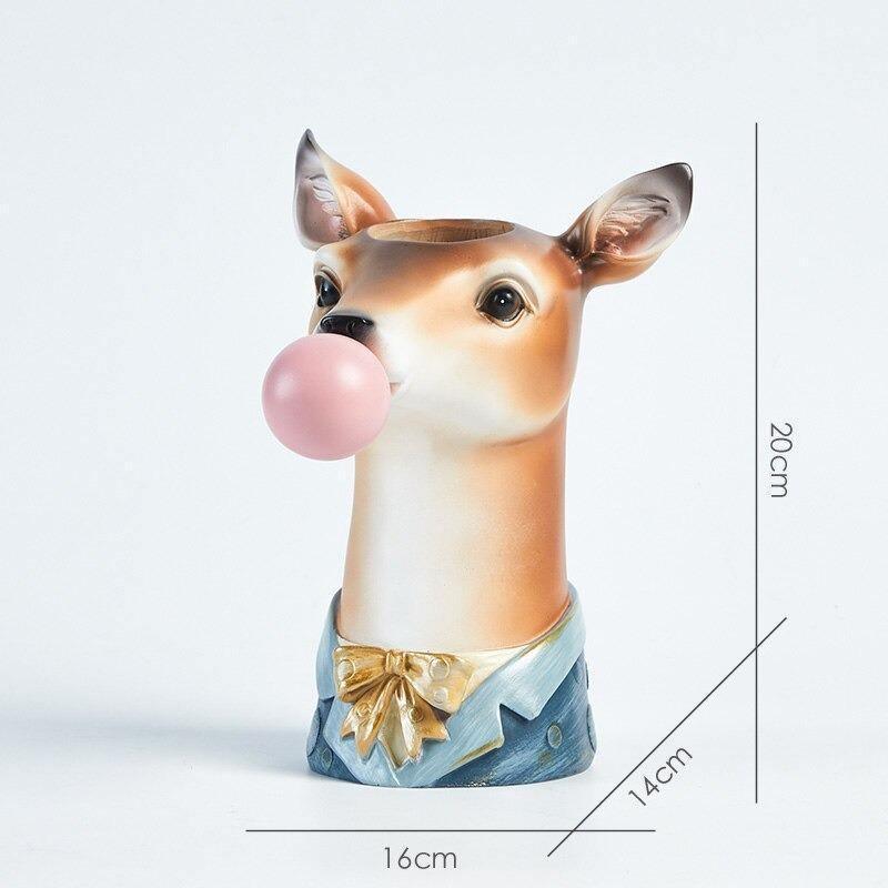 Vase Décoratif Fleuri avec Motifs Animaux Joyeux