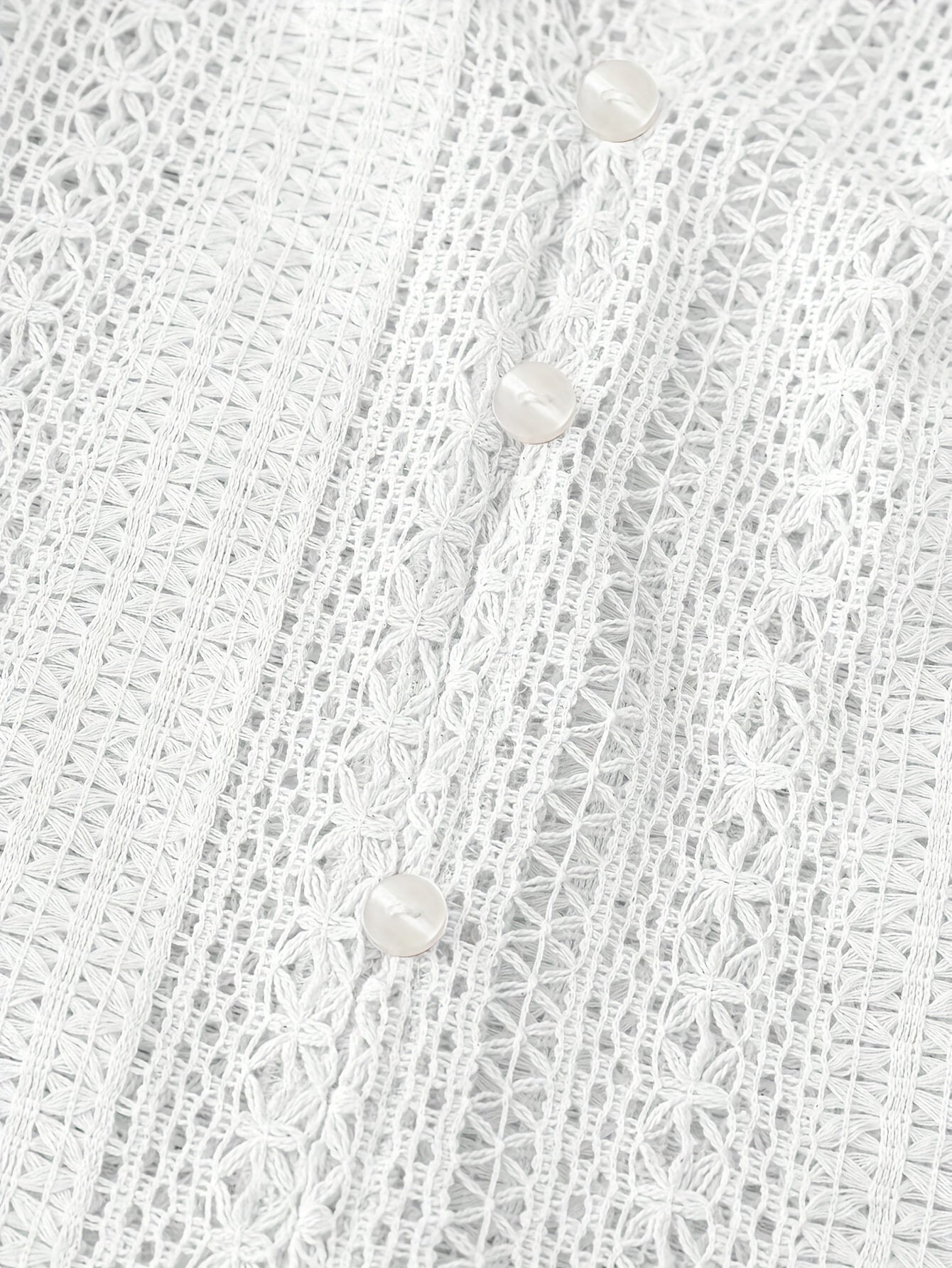 Dentelova™ – Chemisier Femme Chic en Dentelle Blanche à Manches Longues