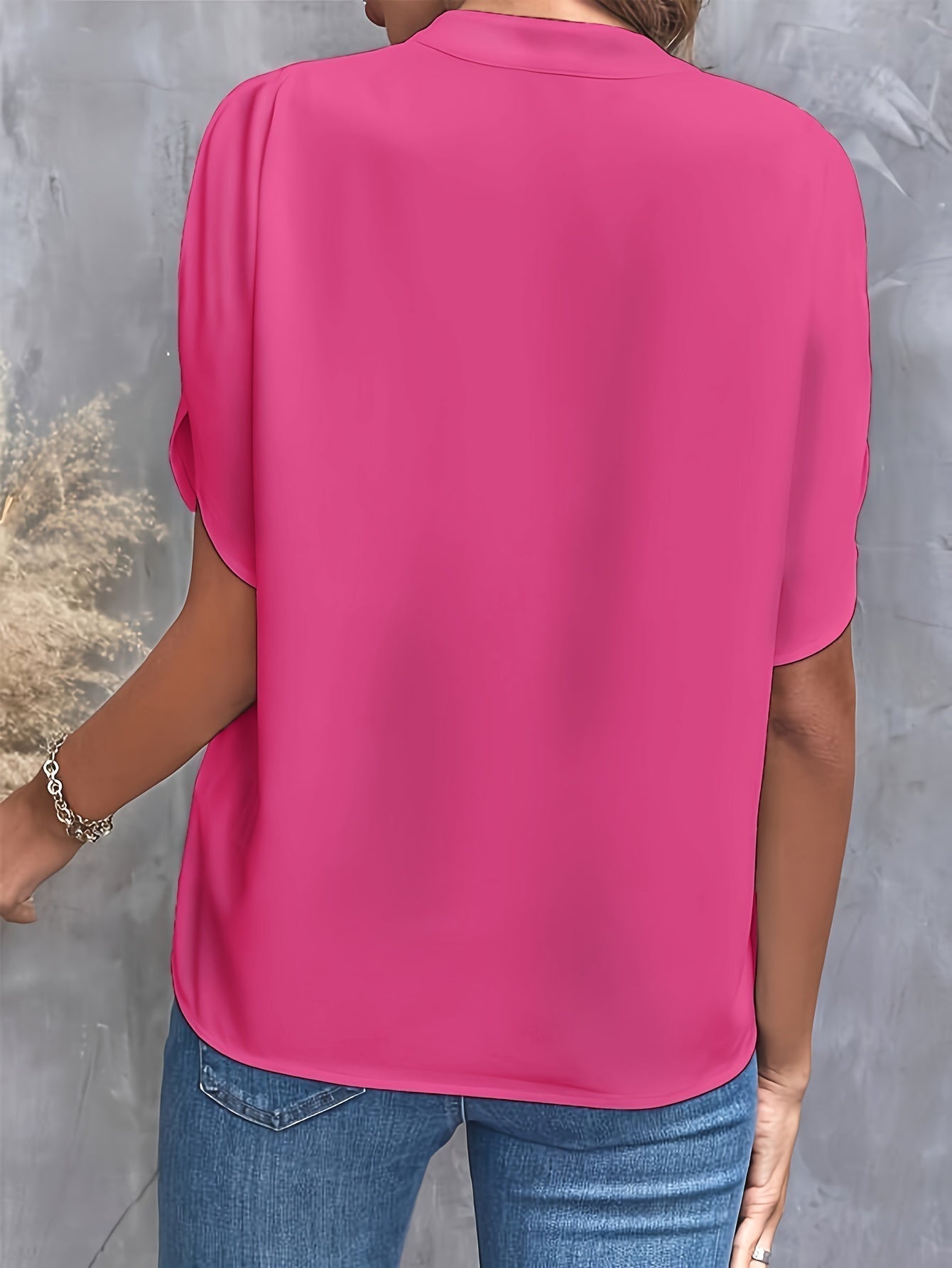 Layla™ – Blouse Femme Chic Col V Fendu Manches Fluides Confortable-6