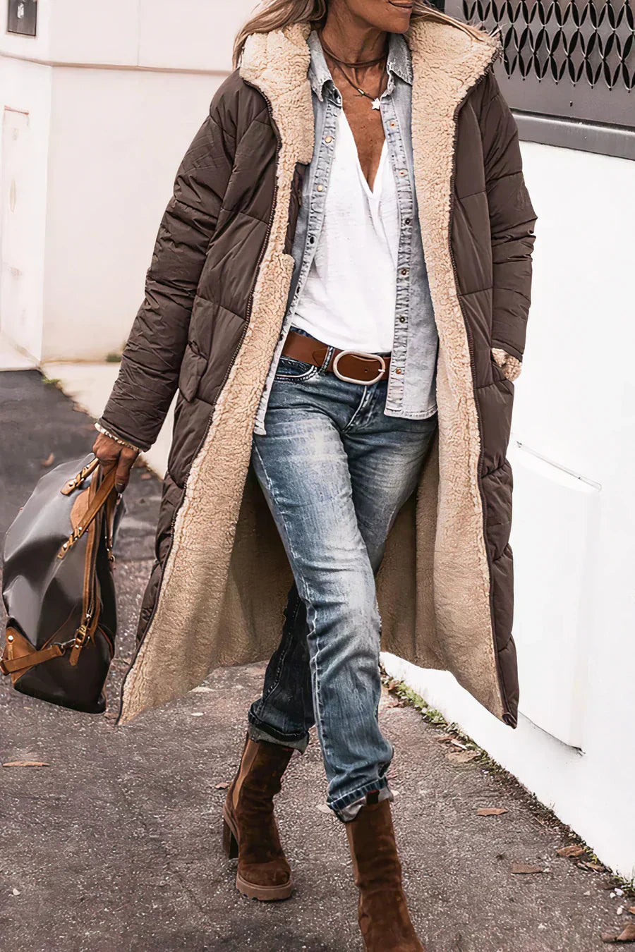 Manteau Femme Hiver Réversible Doux et Élégant