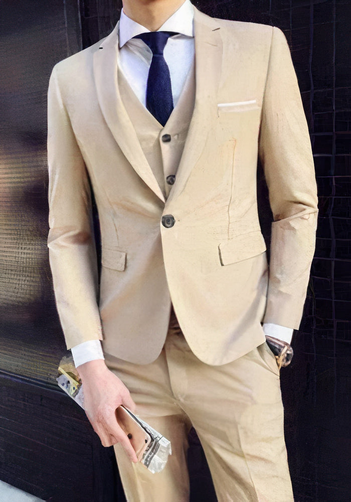 Costume Homme Classique 3 Pièces avec Gilet et Chemise Blanche