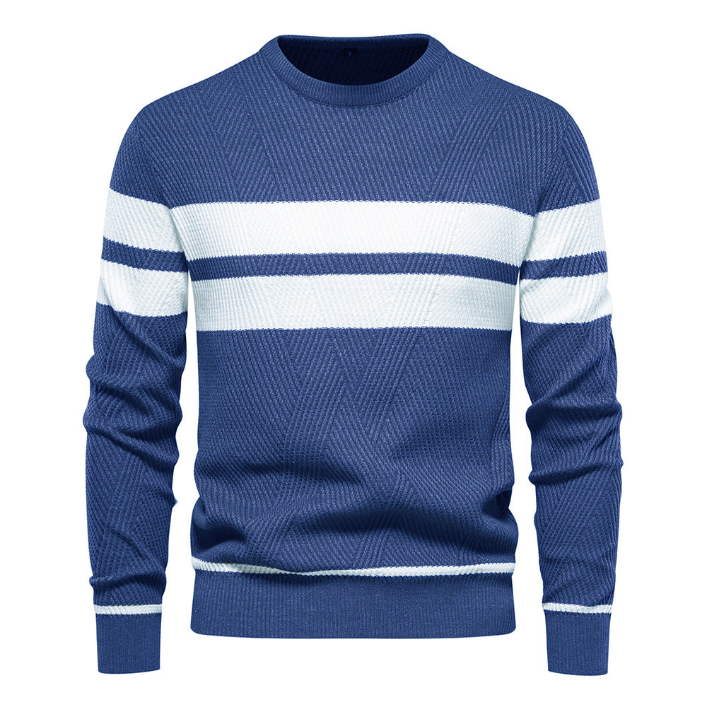 Pull Homme Rayé Col Rond Classique