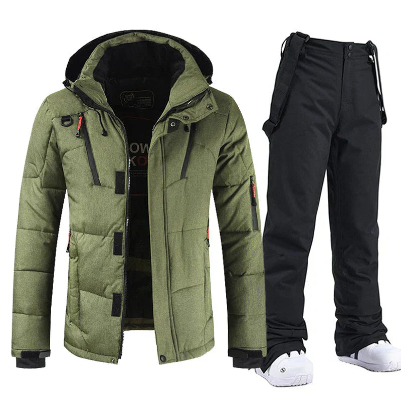 Combinaison Ski Homme Noir Matelassée avec Capuche Réglable